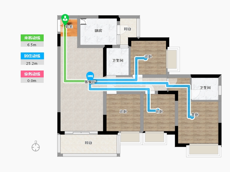 重庆-重庆市-龙湖九里峰景-96.08-户型库-动静线