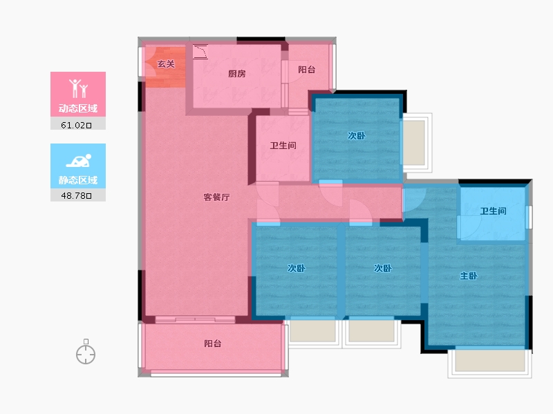 重庆-重庆市-龙湖九里峰景-96.08-户型库-动静分区