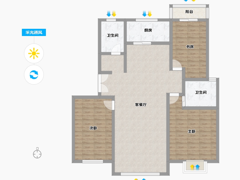 河南省-郑州市-九锦台-115.48-户型库-采光通风