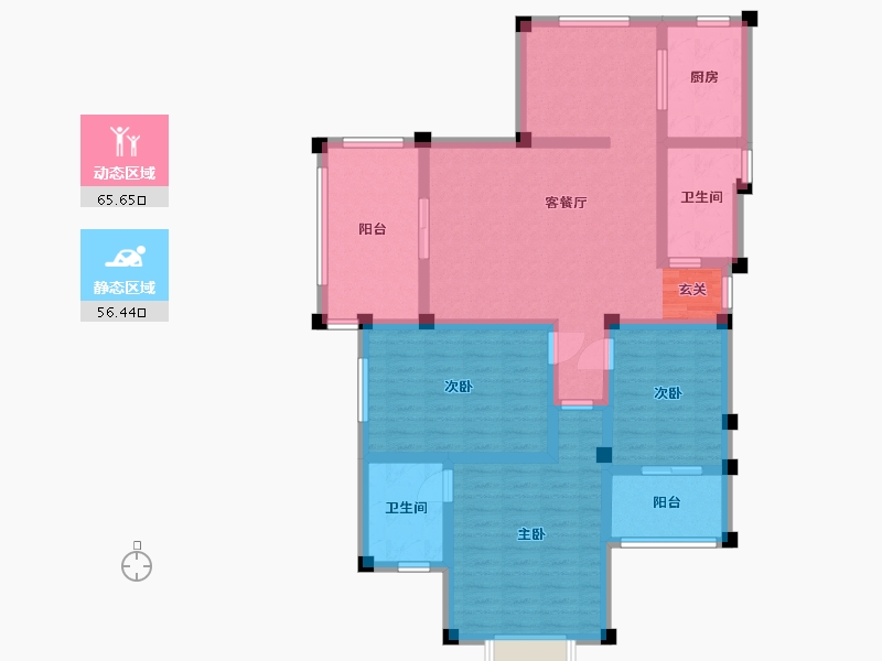 湖南省-长沙市-山水印象-107.71-户型库-动静分区