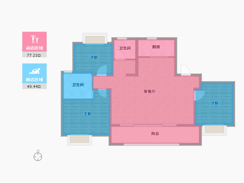 江苏省-苏州市-滨河四季云庭-115.01-户型库-动静分区