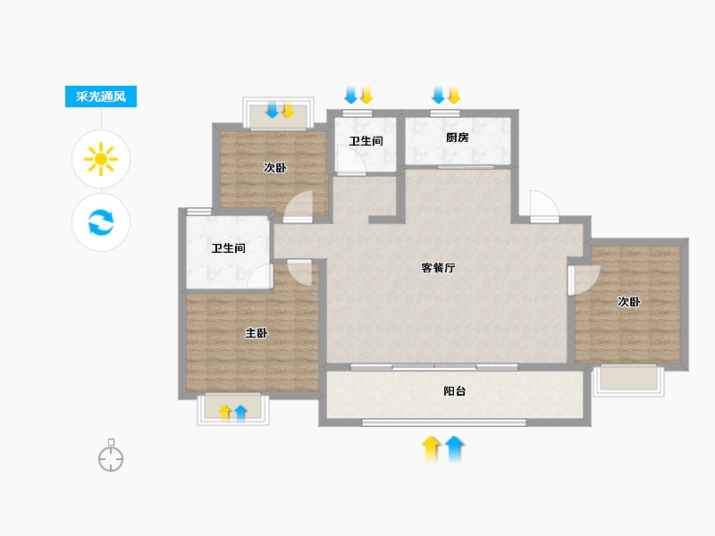 江苏省-苏州市-滨河四季云庭-115.01-户型库-采光通风