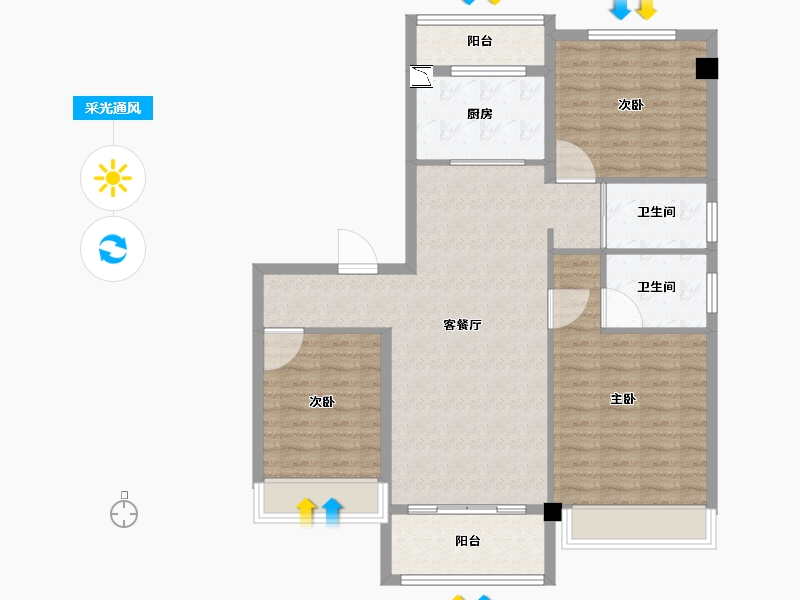 浙江省-绍兴市-碧桂园运河宸章-100.01-户型库-采光通风