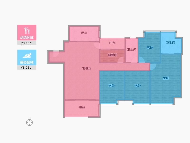 广东省-深圳市-百仕达花园四期东郡-134.27-户型库-动静分区