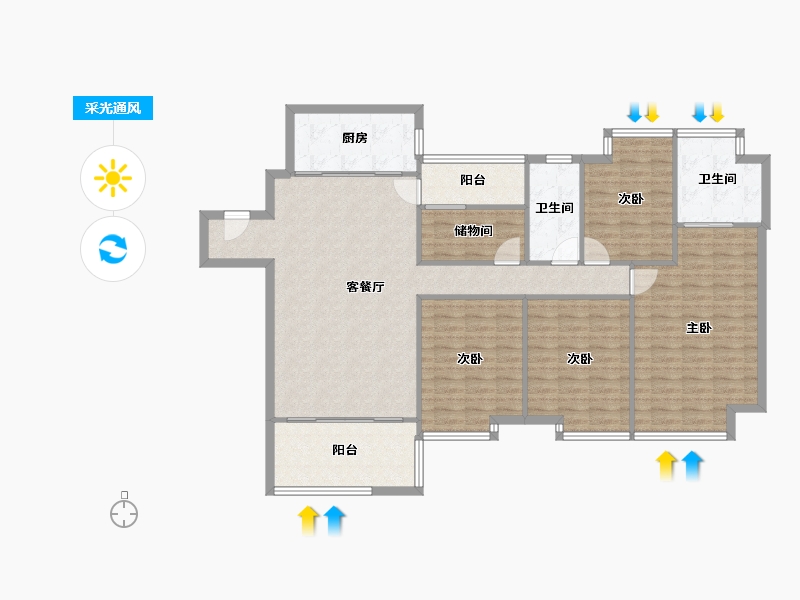 广东省-深圳市-百仕达花园四期东郡-134.27-户型库-采光通风