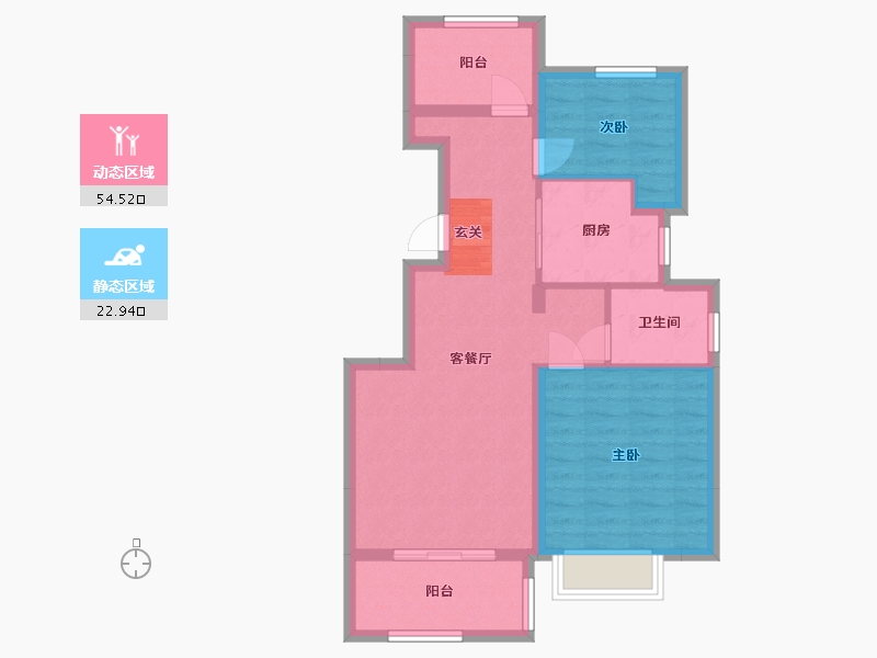 浙江省-宁波市-世贸-68.95-户型库-动静分区