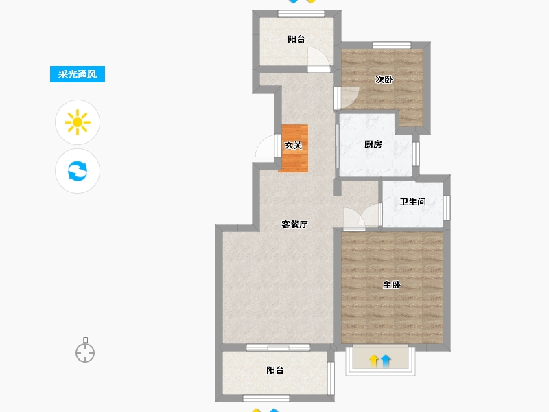 浙江省-宁波市-世贸-68.95-户型库-采光通风