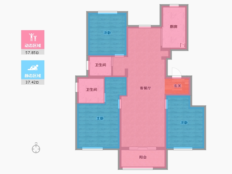 北京-北京市-北戴河新区孔雀城-83.84-户型库-动静分区