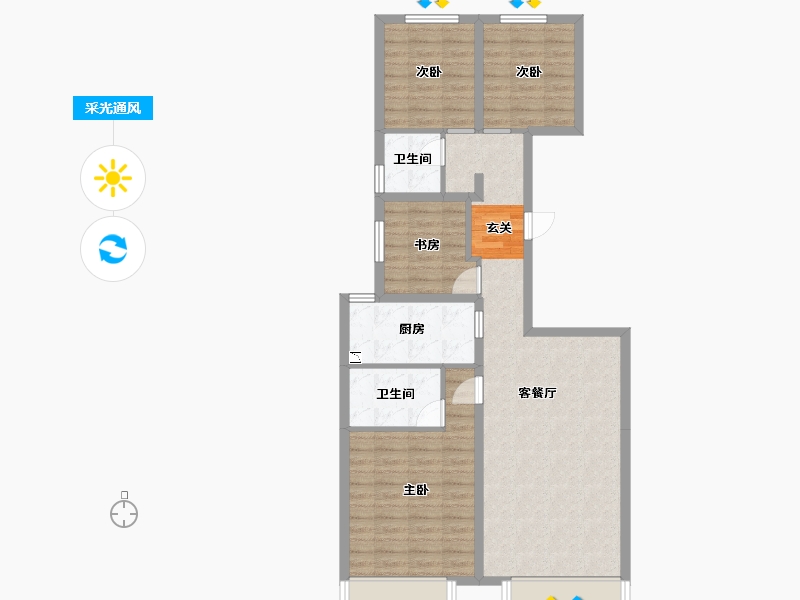 北京-北京市-信达・国子郡-89.95-户型库-采光通风