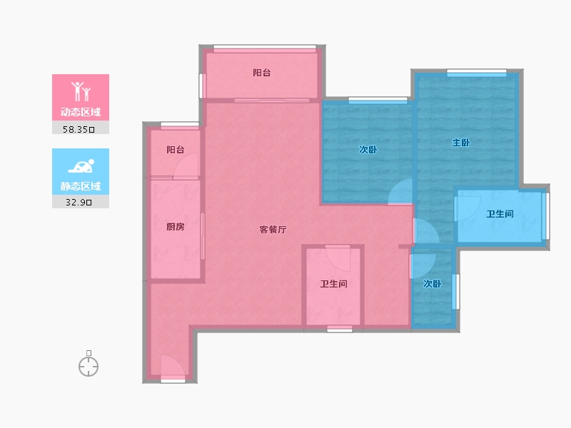 重庆-重庆市-江津鲁能领秀城一街区-82.46-户型库-动静分区