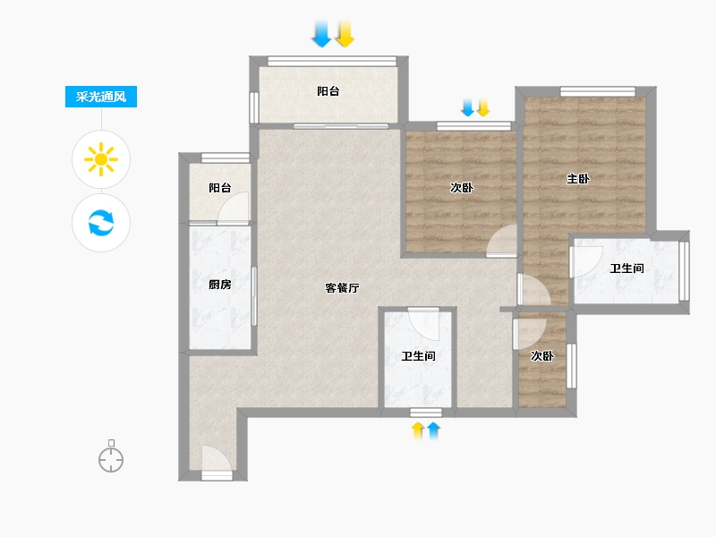 重庆-重庆市-江津鲁能领秀城一街区-82.46-户型库-采光通风