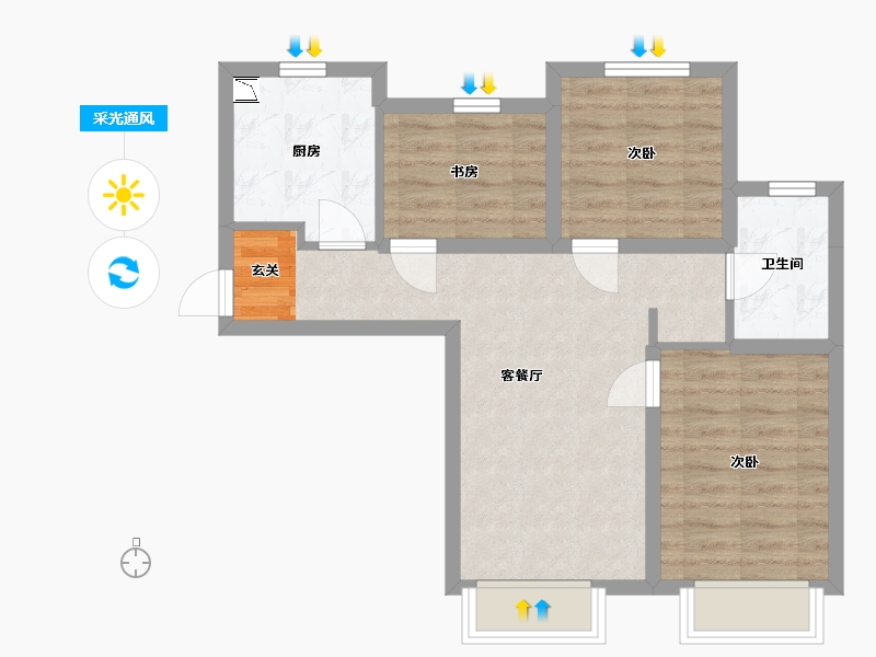 北京-北京市-信达・国子郡-60.21-户型库-采光通风
