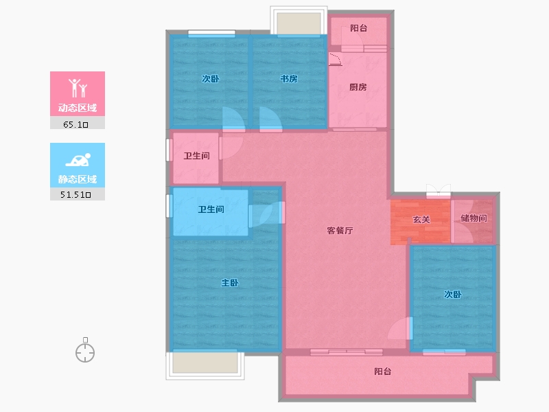 北京-北京市-成都鑫苑城-104.54-户型库-动静分区