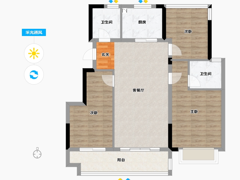 安徽省-合肥市-悦湖新著-86.00-户型库-采光通风