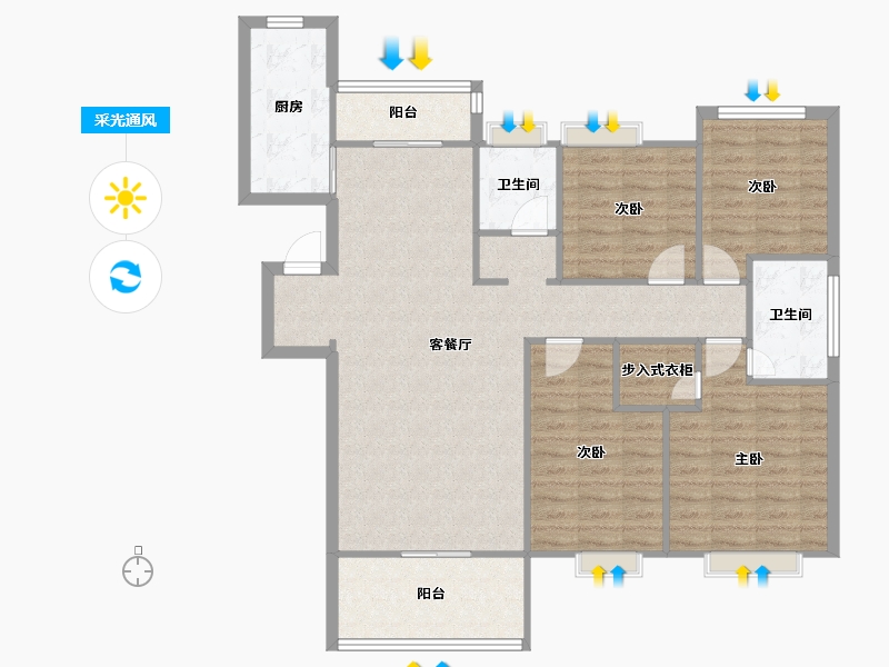 湖北省-武汉市-东城华府-108.78-户型库-采光通风