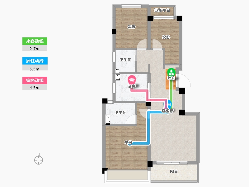 浙江省-杭州市-地铁万科未来天空之城-73.63-户型库-动静线