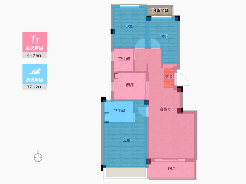 浙江省-杭州市-地铁万科未来天空之城-73.63-户型库-动静分区