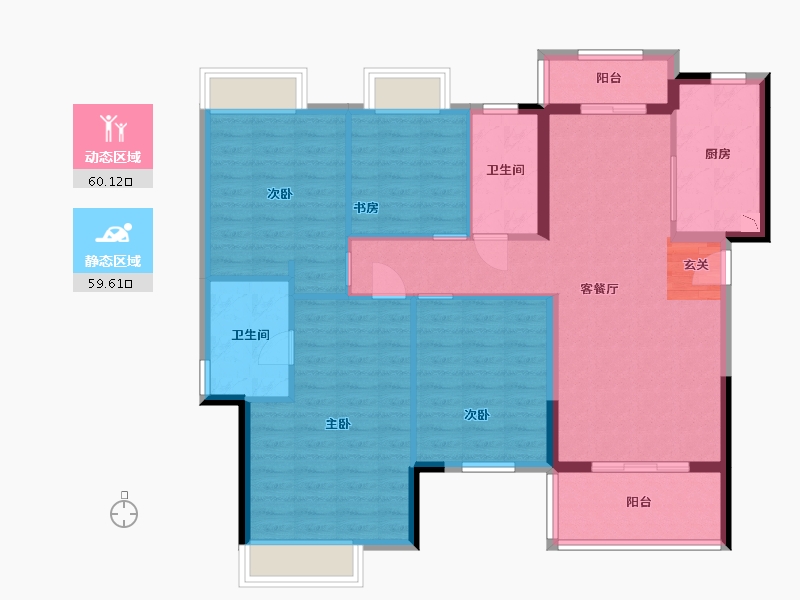 湖南省-长沙市-富力芙蓉新天地-108.05-户型库-动静分区