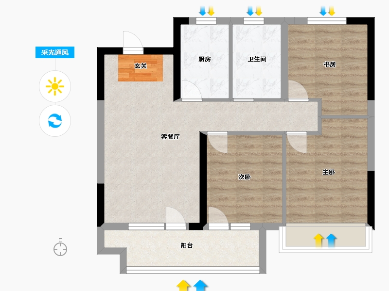 山东省-青岛市-众安・青岛新城市-71.20-户型库-采光通风