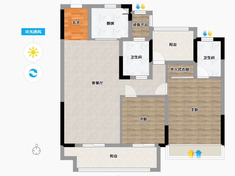 安徽省-马鞍山市-奥克斯姑溪锦域-94.40-户型库-采光通风