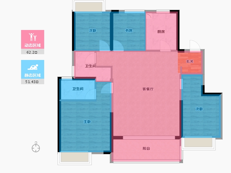 江苏省-南通市-万科・时代之光-102.40-户型库-动静分区