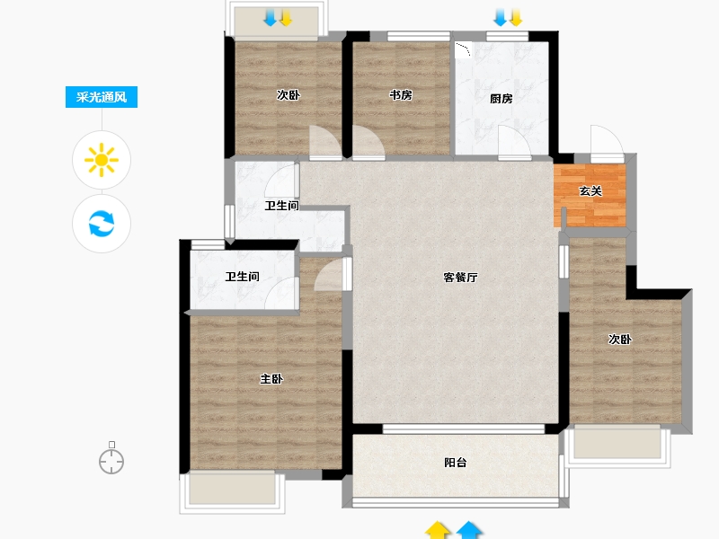 江苏省-南通市-万科・时代之光-102.40-户型库-采光通风