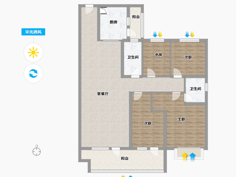 河北省-张家口市-碧桂园・天玺-124.00-户型库-采光通风