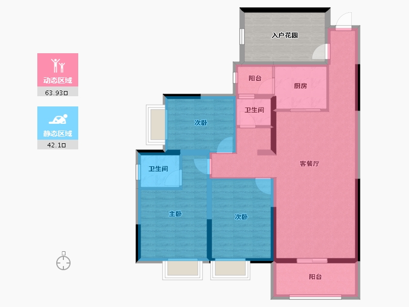 湖南省-永州市-春江四季花城-104.63-户型库-动静分区