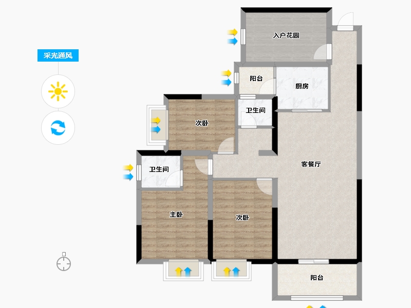 湖南省-永州市-春江四季花城-104.63-户型库-采光通风