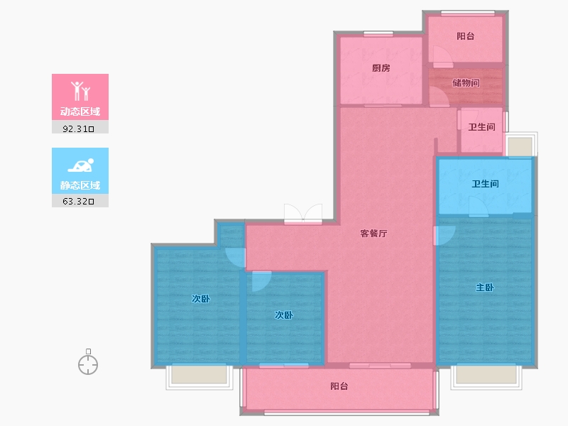 江苏省-苏州市-万象汇花园-141.00-户型库-动静分区