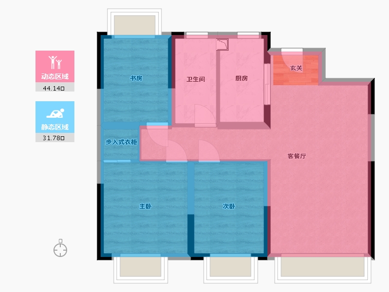 吉林省-长春市-华润置地����御-67.26-户型库-动静分区