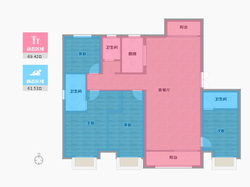 黑龙江省-哈尔滨市-哈尔滨宝能城-118.62-户型库-动静分区