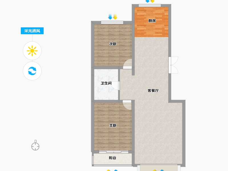 内蒙古自治区-乌兰察布市-丽都幸福里-90.22-户型库-采光通风