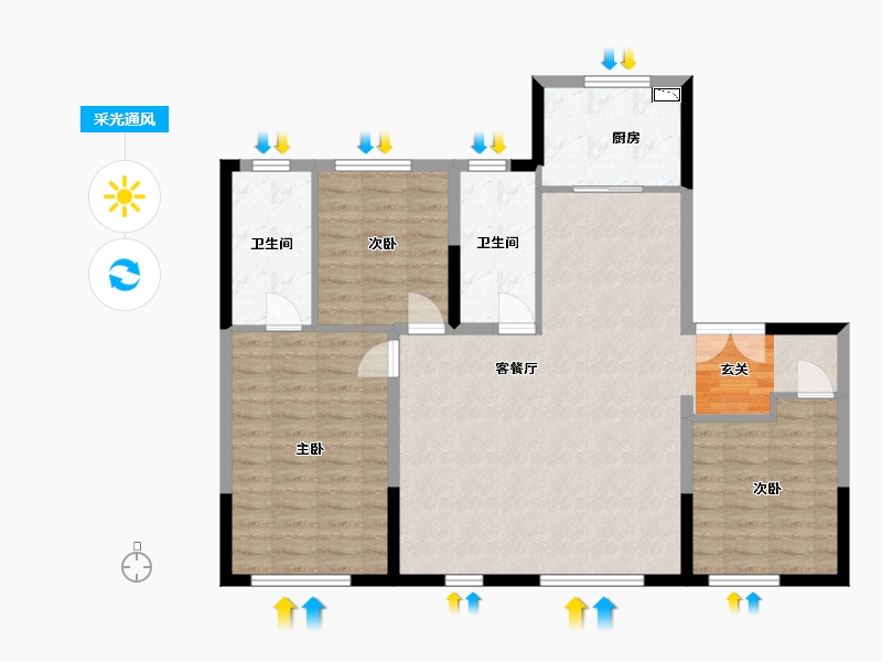 吉林省-长春市-中国铁建西派唐颂-101.66-户型库-采光通风