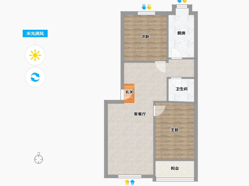 河北省-石家庄市-谈固小区省四建-63.75-户型库-采光通风