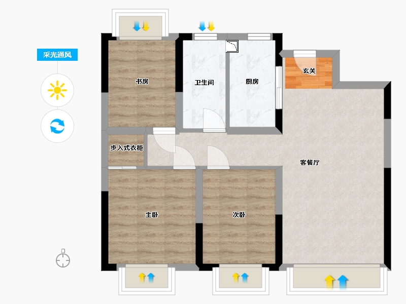 吉林省-长春市-华润置地����御-67.26-户型库-采光通风