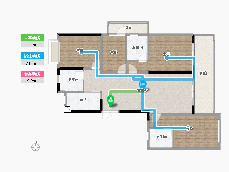 江苏省-泰州市-金通・玫瑰园-130.11-户型库-动静线