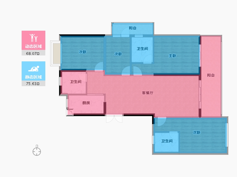 江苏省-泰州市-金通・玫瑰园-130.11-户型库-动静分区