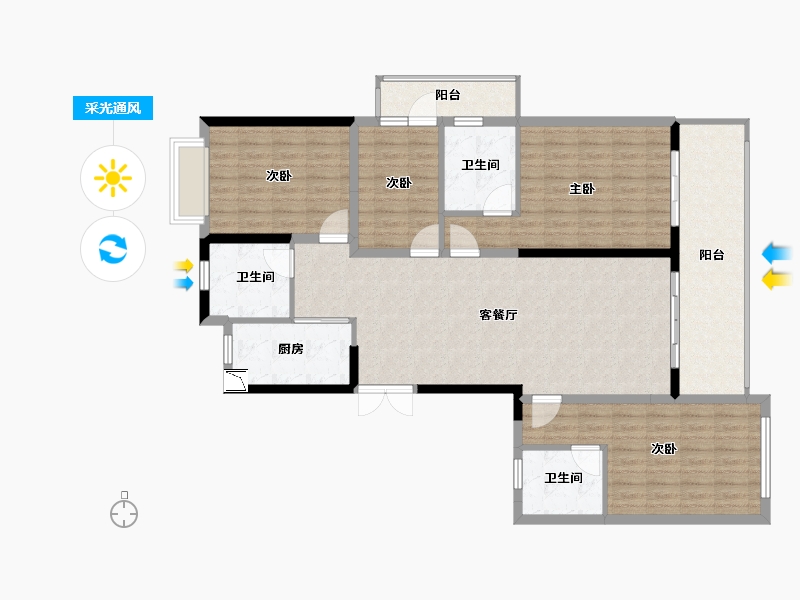 江苏省-泰州市-金通・玫瑰园-130.11-户型库-采光通风