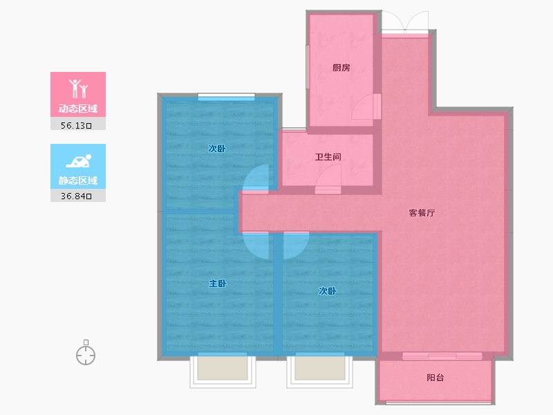 陕西省-宝鸡市-豪城天下-83.38-户型库-动静分区