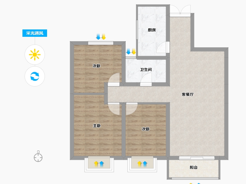 陕西省-宝鸡市-豪城天下-83.38-户型库-采光通风