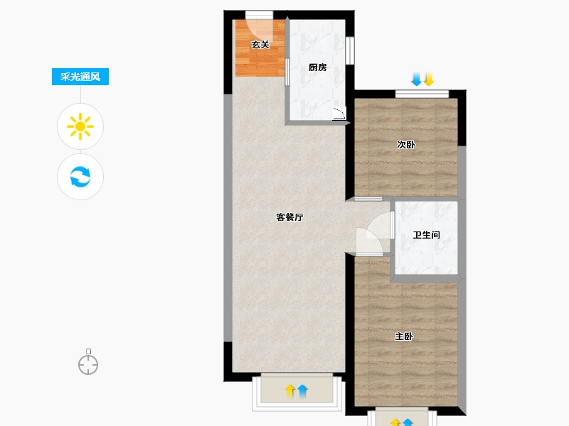 天津-天津市-凯旋门-58.36-户型库-采光通风