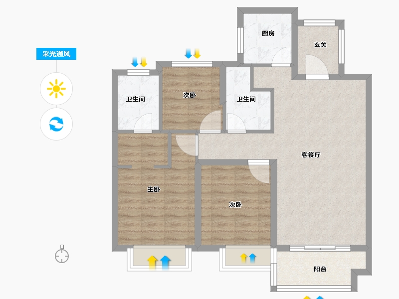 江西省-赣州市-红星中央广场-84.00-户型库-采光通风