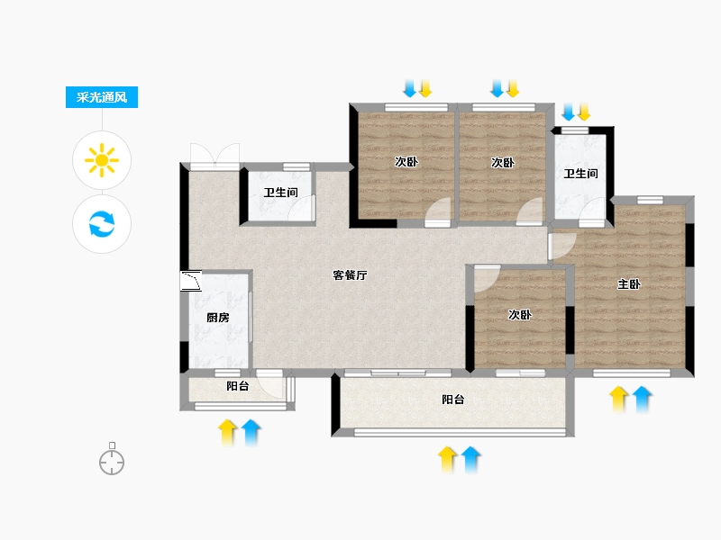 四川省-成都市-花样年家天下-107.81-户型库-采光通风