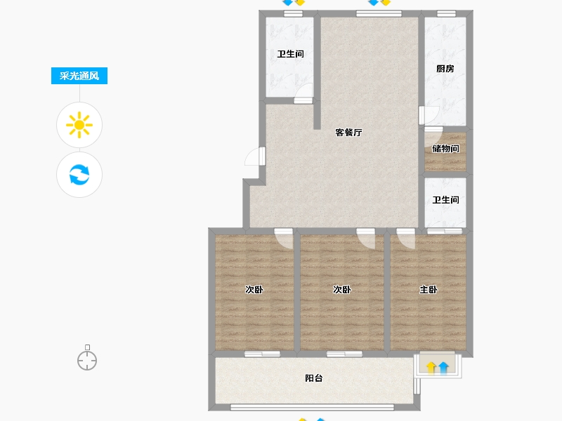 山东省-济宁市-孟姑集阳光花园-122.00-户型库-采光通风