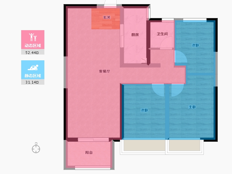 河北省-邯郸市-美的幸福时光-74.20-户型库-动静分区