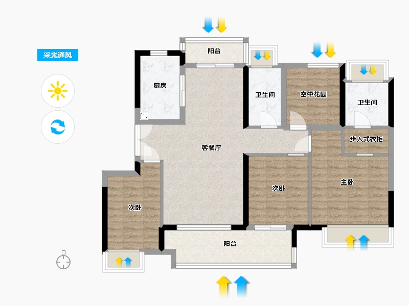 广东省-江门市-保利�h府-102.19-户型库-采光通风