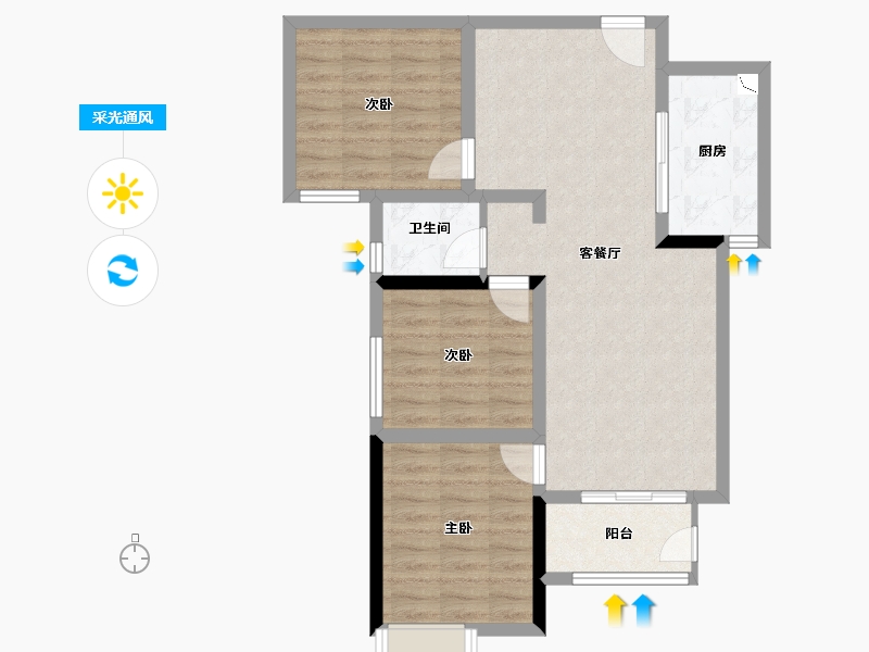 湖南省-长沙市-顺舟・旺城-74.34-户型库-采光通风