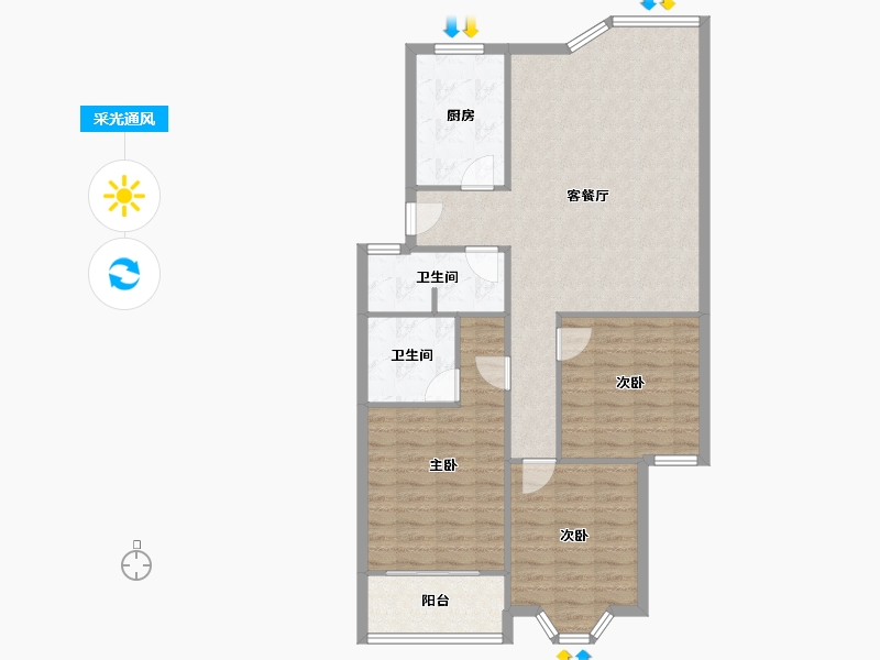 浙江省-杭州市-雅兰公寓-97.09-户型库-采光通风