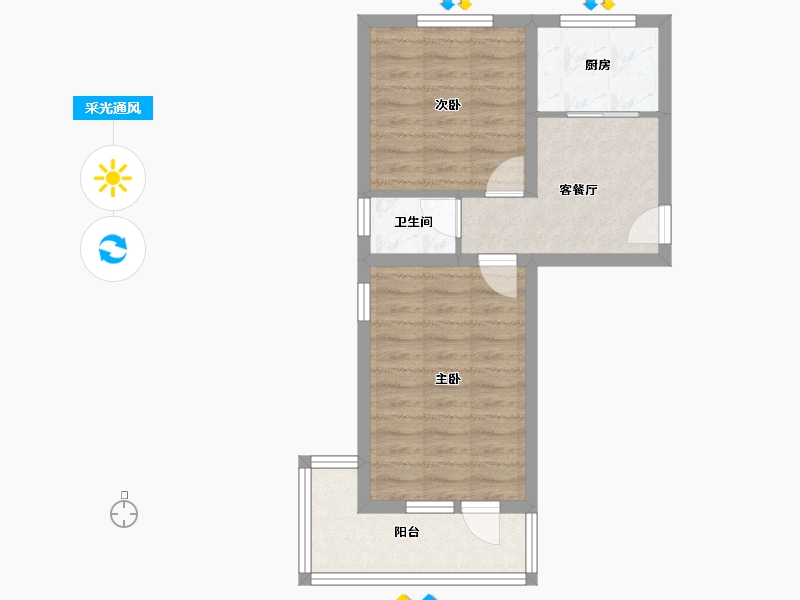 北京-北京市-向军北里-49.28-户型库-采光通风